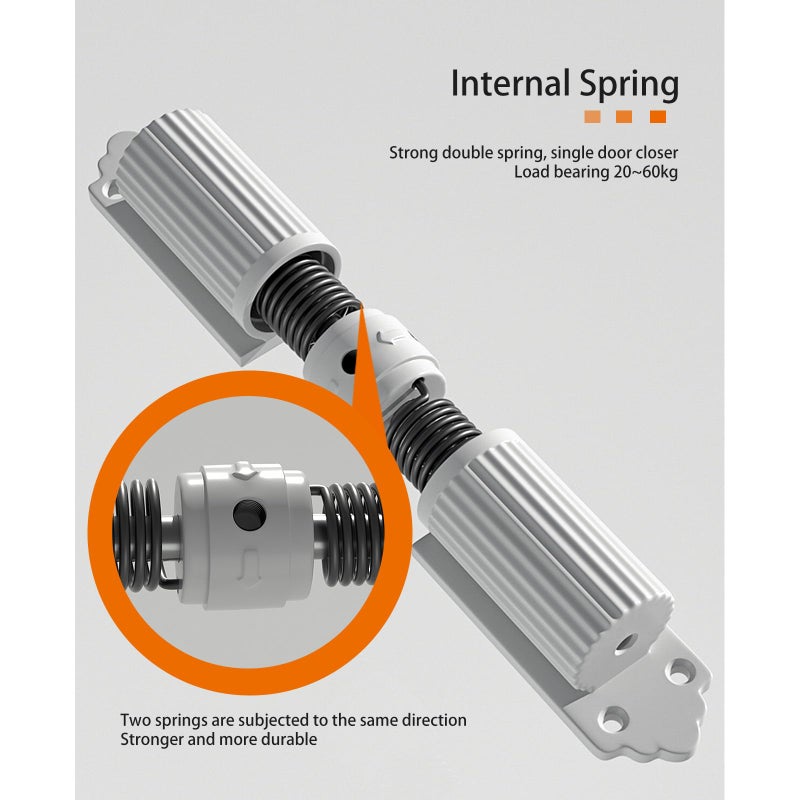 Vurlexat Automatic Door Closer, Zinc Alloy Safety Spring Door Closer 20-60kg Closing Door Hinge, Adjustable Door Spring Closer for Commercial & Home Use with Screws(White) - Image 3
